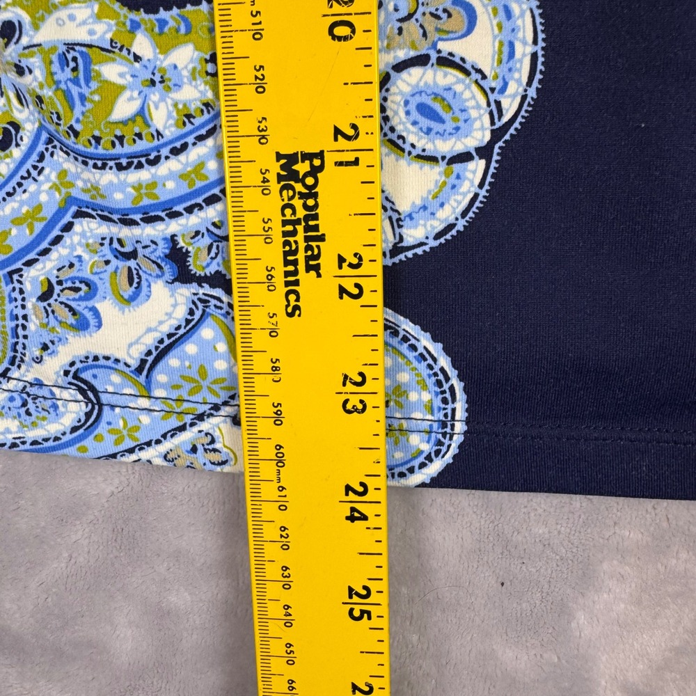 J.McLaughlin‎ Catalina Cloth Paisley V-Neck 3/4 Sleeve Top Navy Blue Green Small - Picture 3 of 7